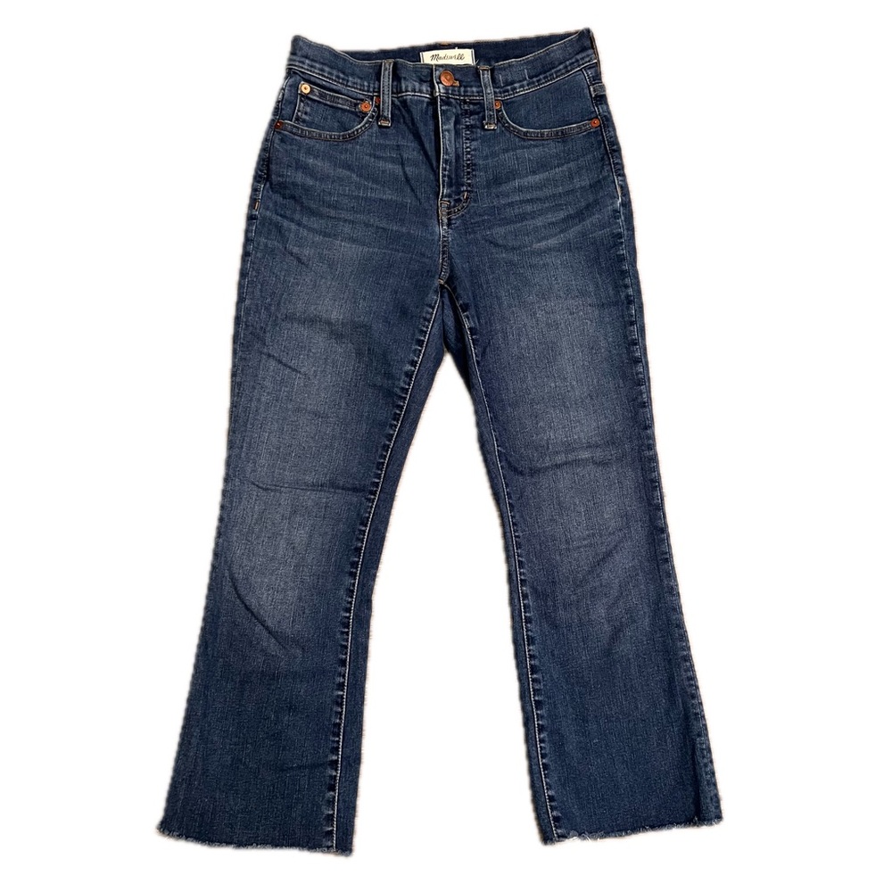 Madewell Cali Demi Boot Jeans dark wash size 25 0 frayed classic denim - Picture 4 of 15